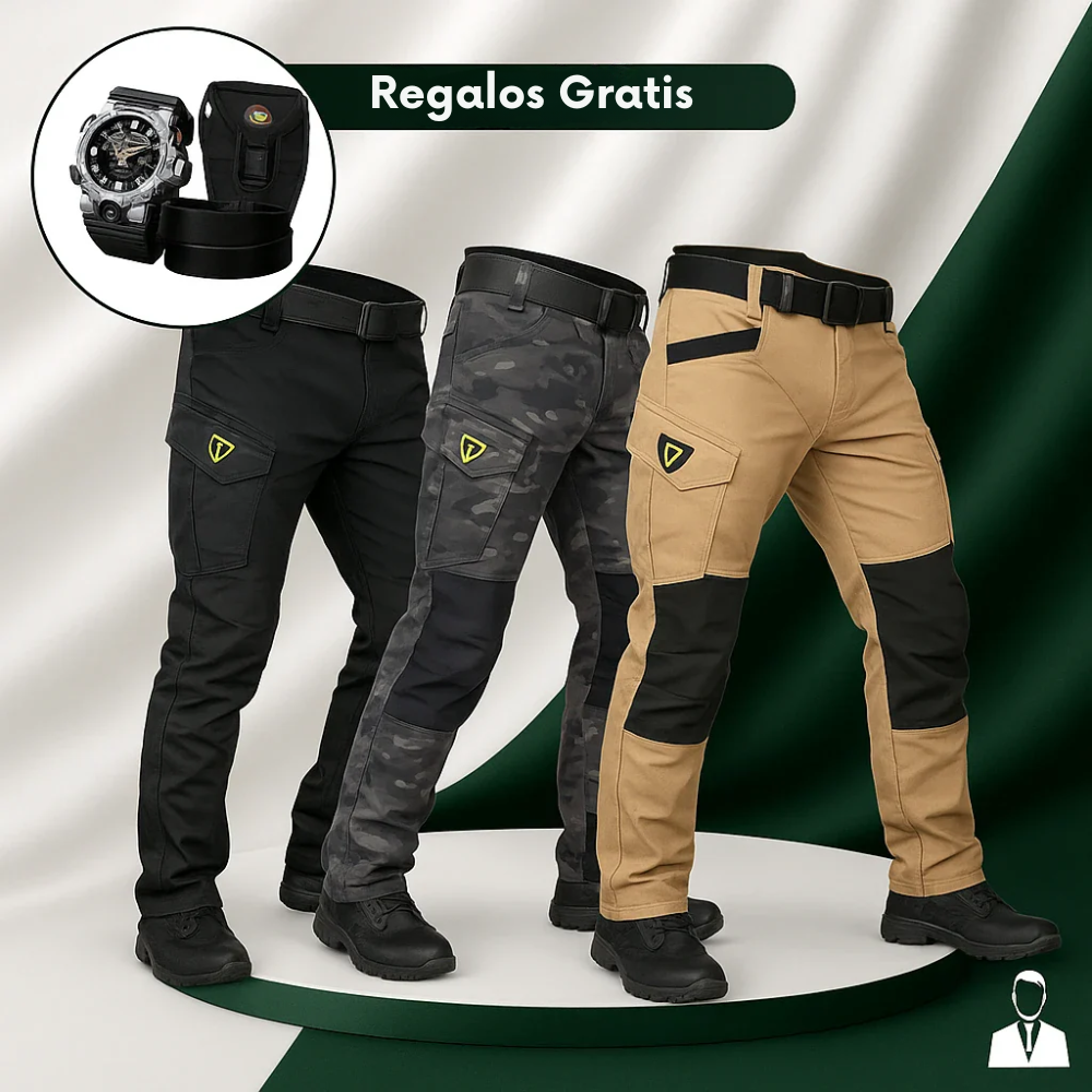 [3×2] Pantalones Tácticos Vektor Shadow — Ripstop/Poliéster + REGALOS: Reloj táctico, cinturón y riñonera