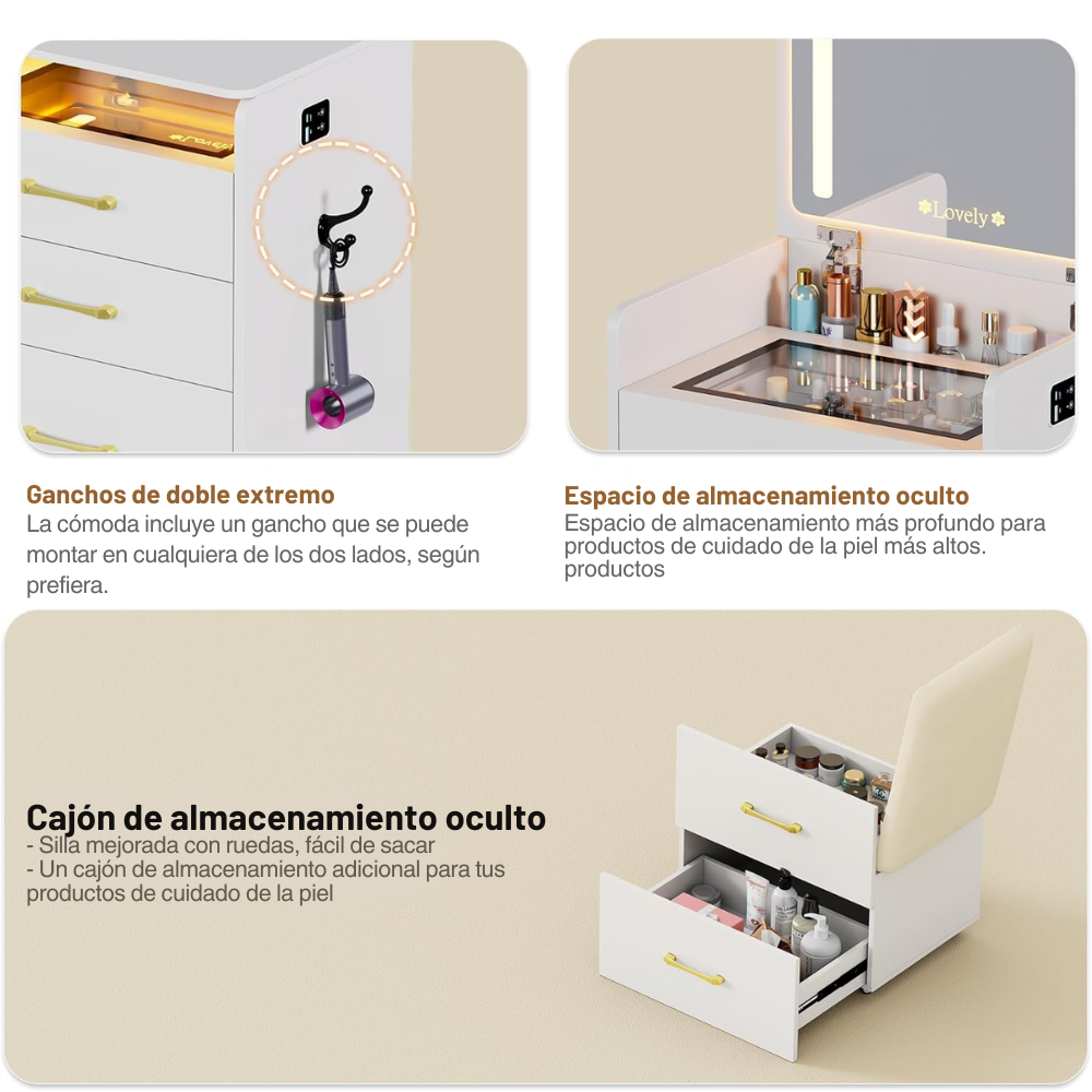 GlowSmart™: belleza, funcionalidad y elegancia, todo en uno.