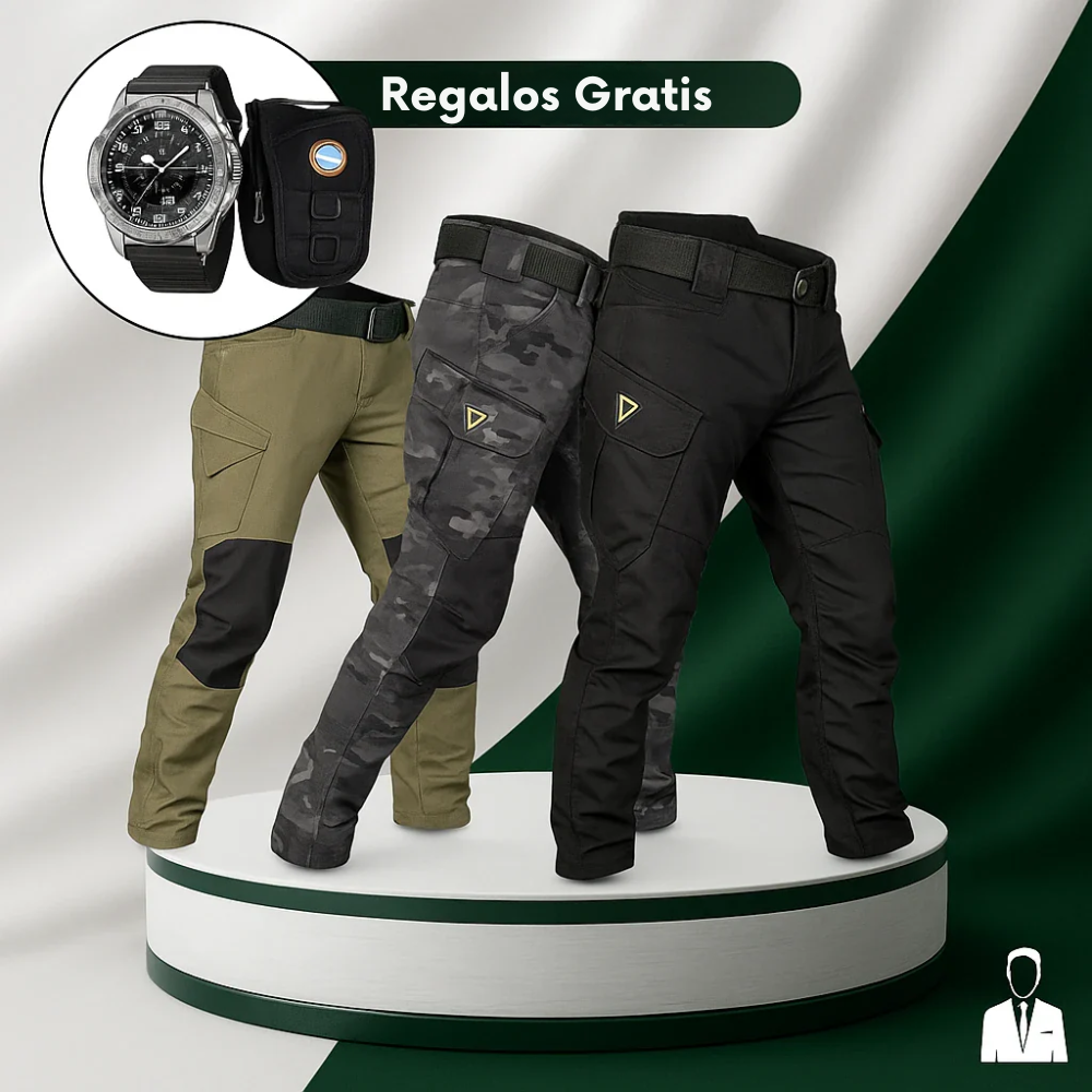 [3×2] Pantalones Tácticos Vektor Shadow — Ripstop/Poliéster + REGALOS: Reloj táctico, cinturón y riñonera