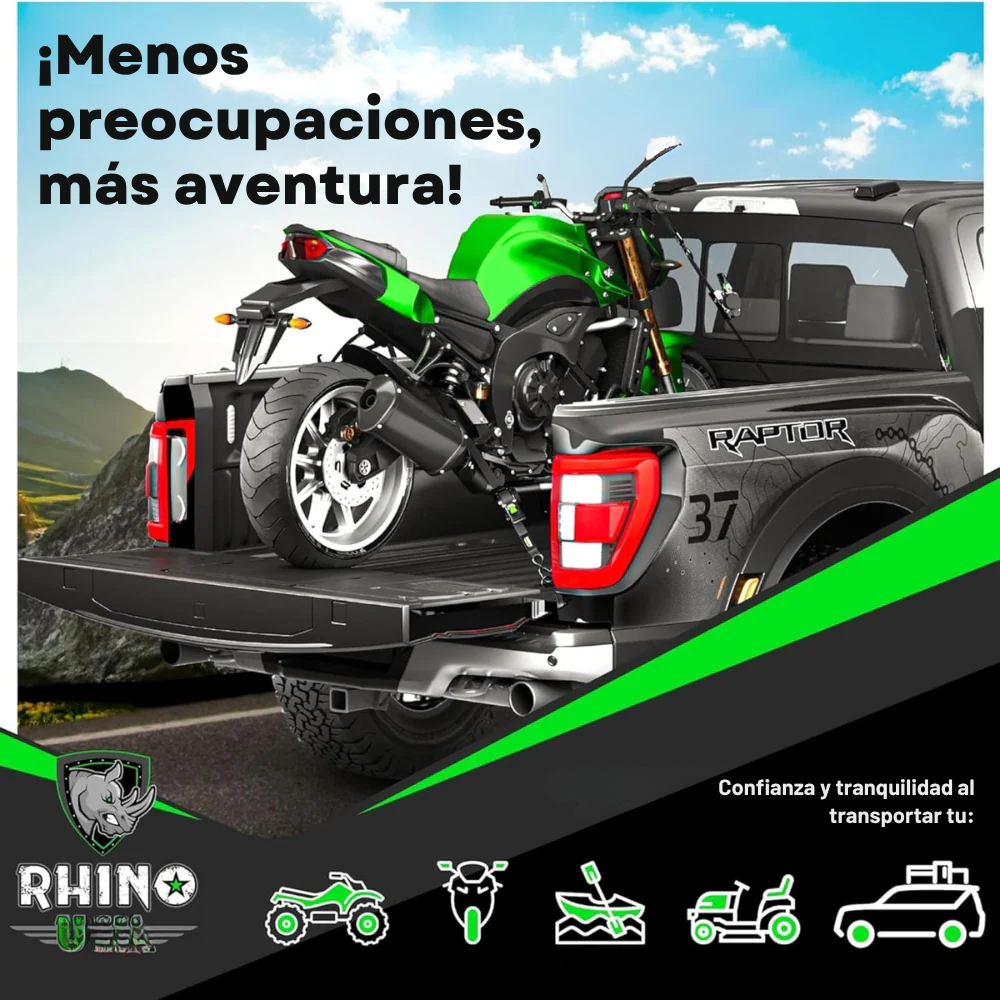 Pack de 4 Cinchas de Carraca Retráctiles Rhino – 1" x 3m, Correas de Sujeción Automáticas de Alta Resistencia