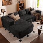 L-Shaped 3-Seater Modular Sofa, No Assembly, Upholstered in Corduroy Fabric – CloudFlex™