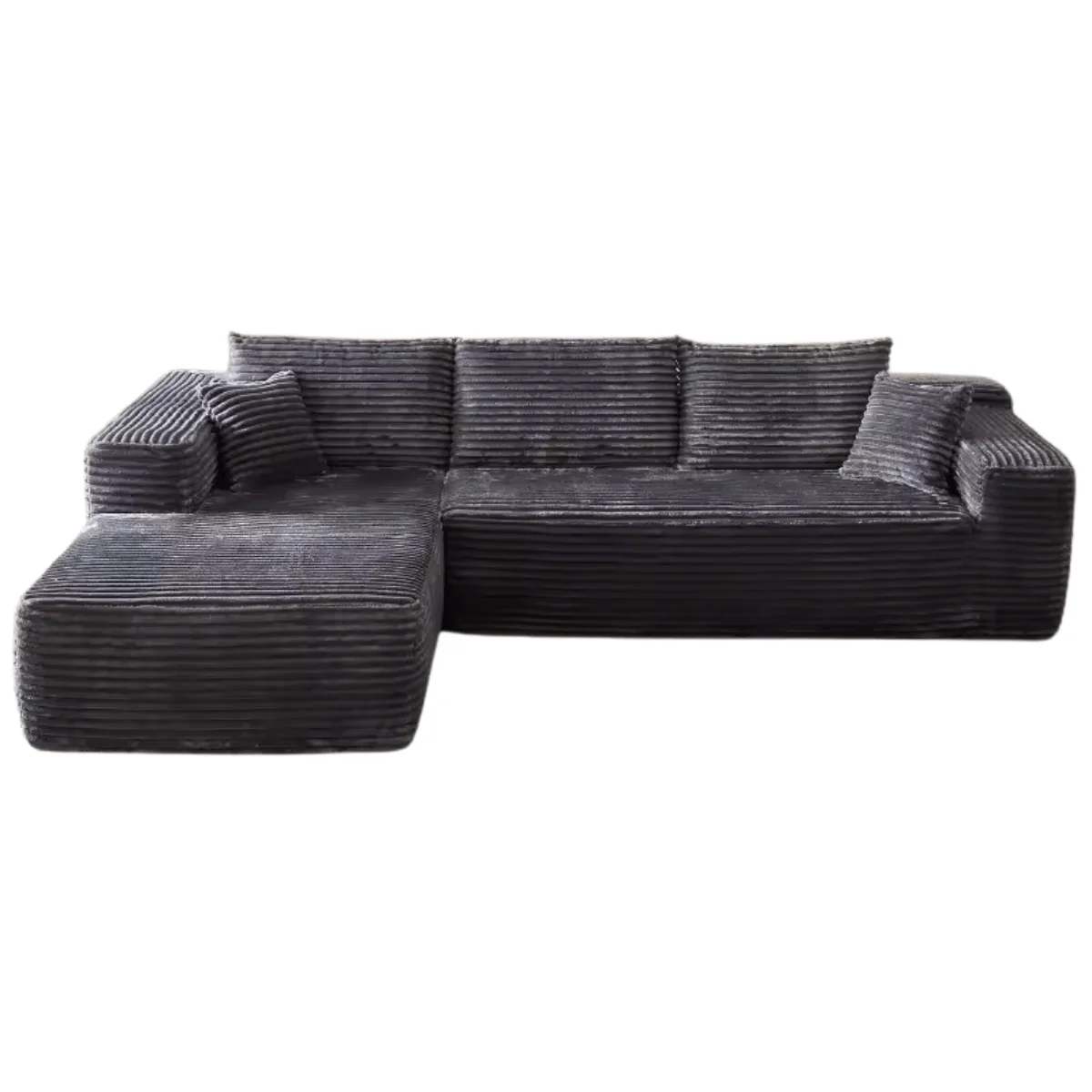 L-Shaped 3-Seater Modular Sofa, No Assembly, Upholstered in Corduroy Fabric – CloudFlex™
