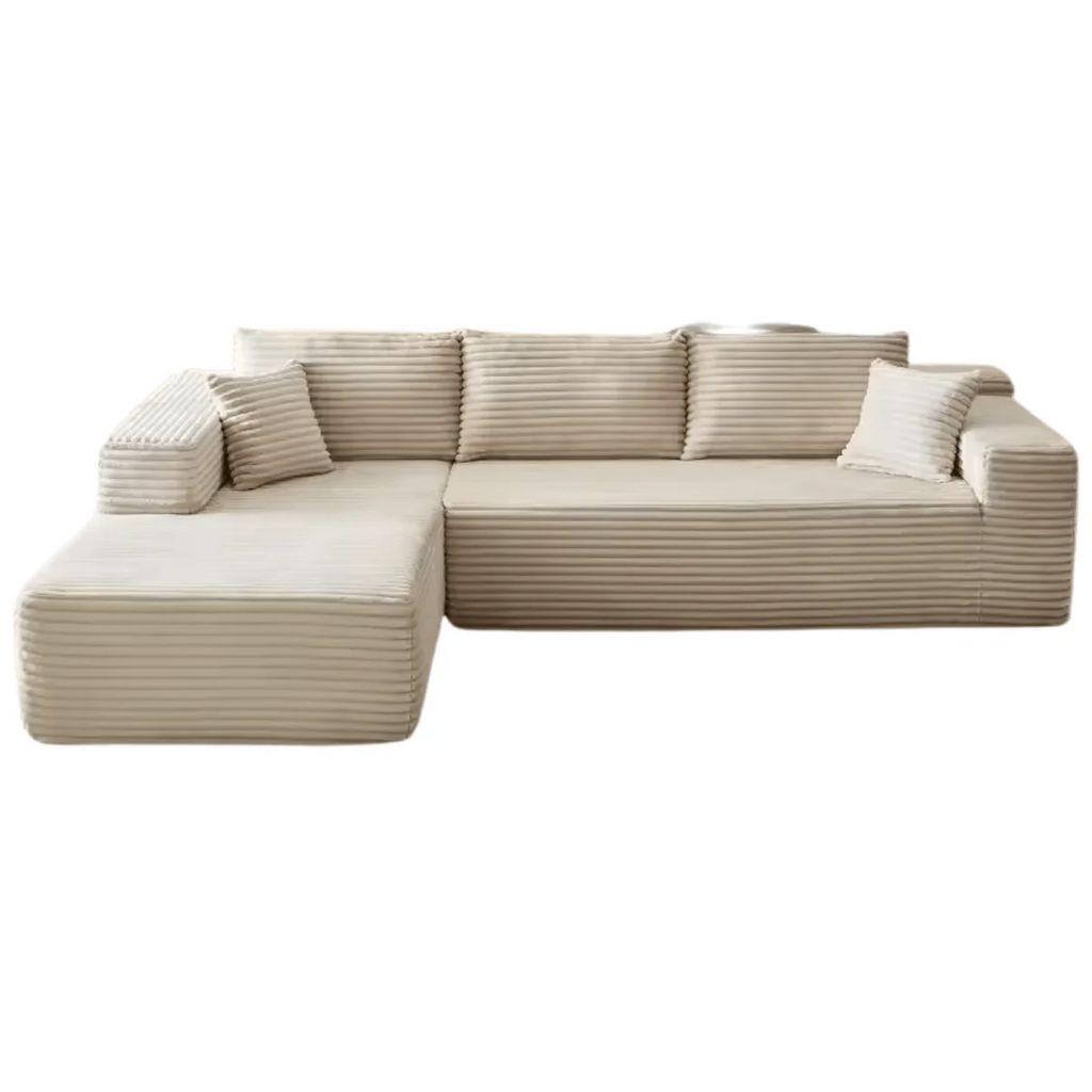 L-Shaped 3-Seater Modular Sofa, No Assembly, Upholstered in Corduroy Fabric – CloudFlex™